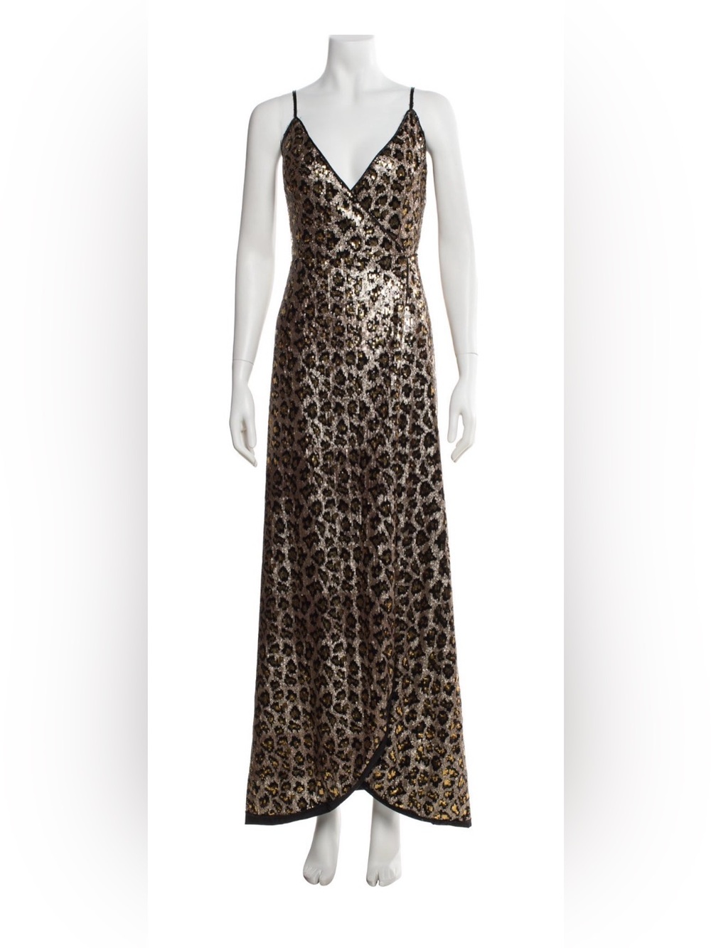 Aidan Mattox Evening Sequin Gown in Gold and Black